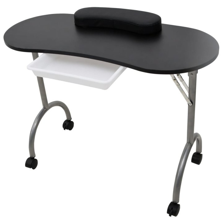 Mesa de manicura plegable con ruedas negra | Briva Home