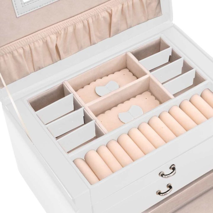 Joyero de 3 niveles con espejo y cerradura | Briva Home