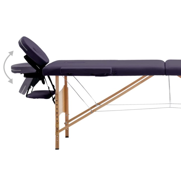 Mesa de massagens dobrável 2 zonas madeira roxo | Briva Home