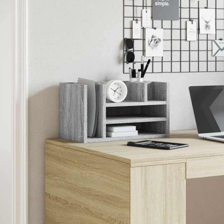 Organizador escritorio madera ingeniería gris | Briva Home