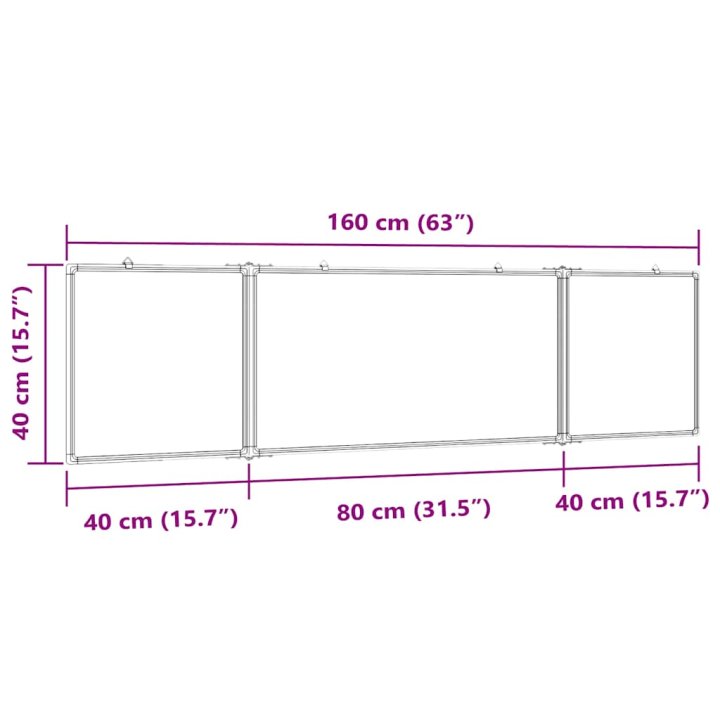 Quadro branco magnético dobrável 160x40x1,7 cm | Briva Home