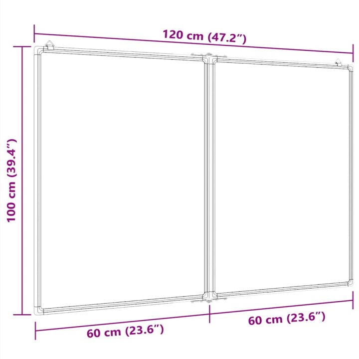 Quadro branco magnético dobrável 120x100x1,7 | Briva Home