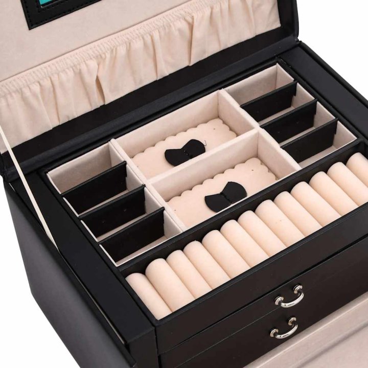 Joyero de 3 niveles con espejo y cerradura | Briva Home