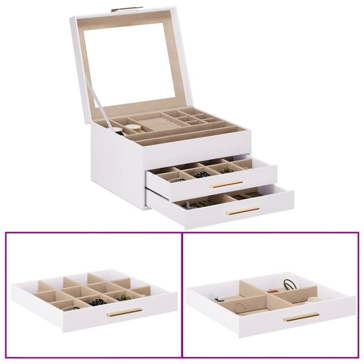 Caja para joyas de 3 niveles blanca 23x20,5x14 | Briva Home