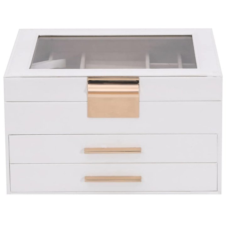 Caja para joyas de 3 niveles blanca 23x20,5x14 | Briva Home