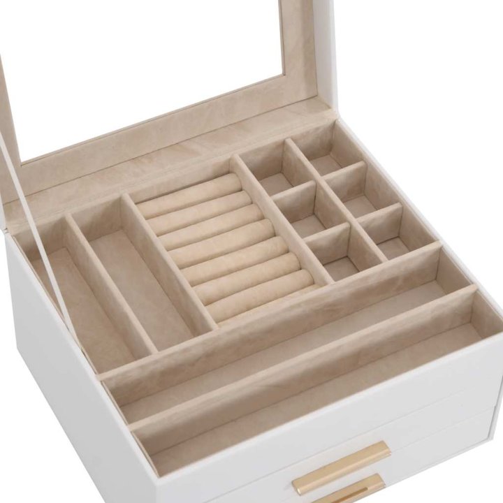 Caja para joyas de 3 niveles blanca 23x20,5x14 | Briva Home
