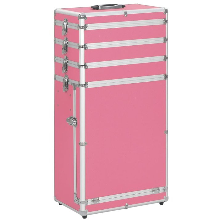 Maletín trolley de maquillaje de aluminio rosa | Briva Home