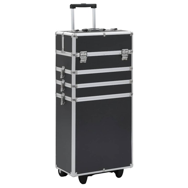 Maletín trolley de maquillaje de aluminio negro | Briva Home