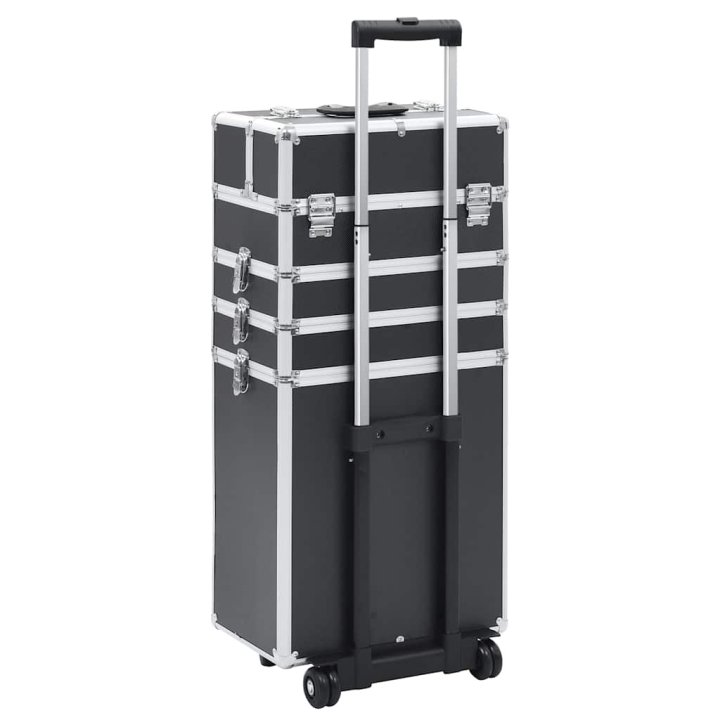 Maletín trolley de maquillaje de aluminio negro | Briva Home