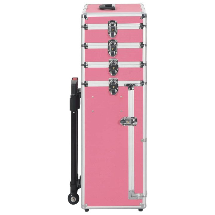 Maletín trolley de maquillaje de aluminio rosa | Briva Home