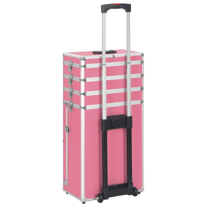 Maletín trolley de maquillaje de aluminio rosa | Briva Home