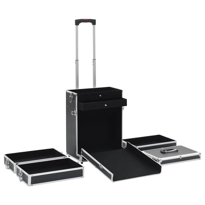 Maletín trolley de maquillaje de aluminio negro | Briva Home