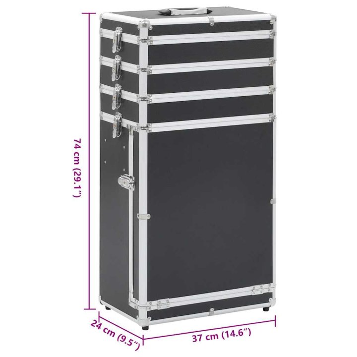 Maletín trolley de maquillaje de aluminio negro | Briva Home