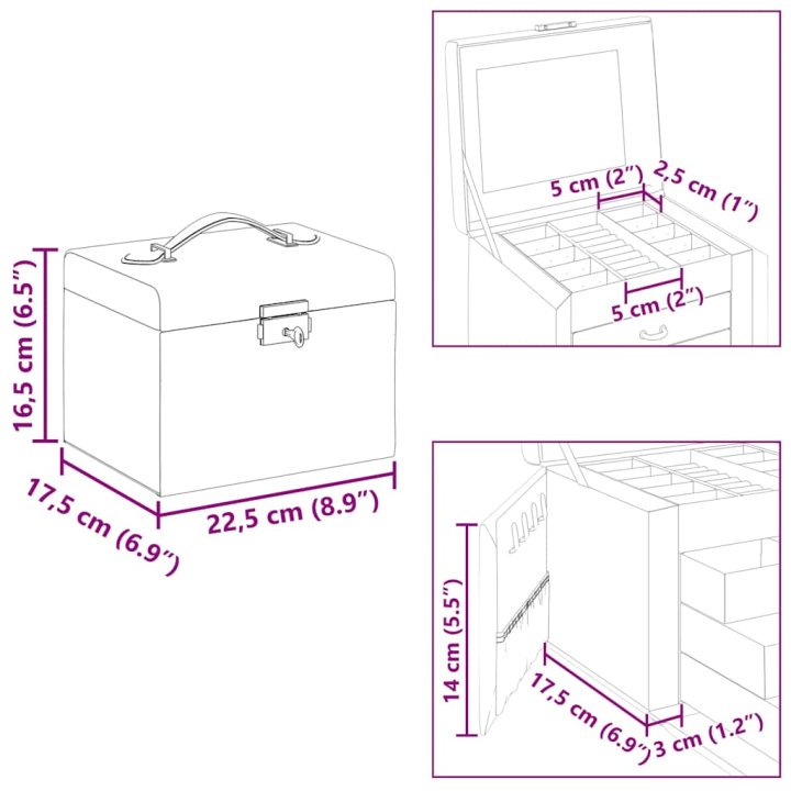 Joyero de 4 niveles con espejo y cerradura | Briva Home