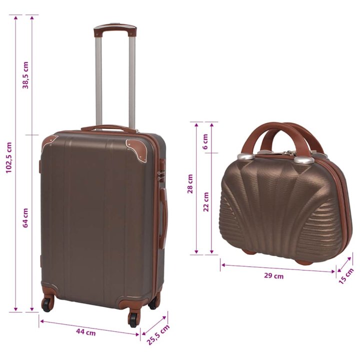 Juego de maletas rígidas 4 unidades café | Briva Home