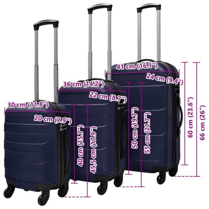 Set Trolley Maleta Rígida Tres Uds. Azul | Briva Home