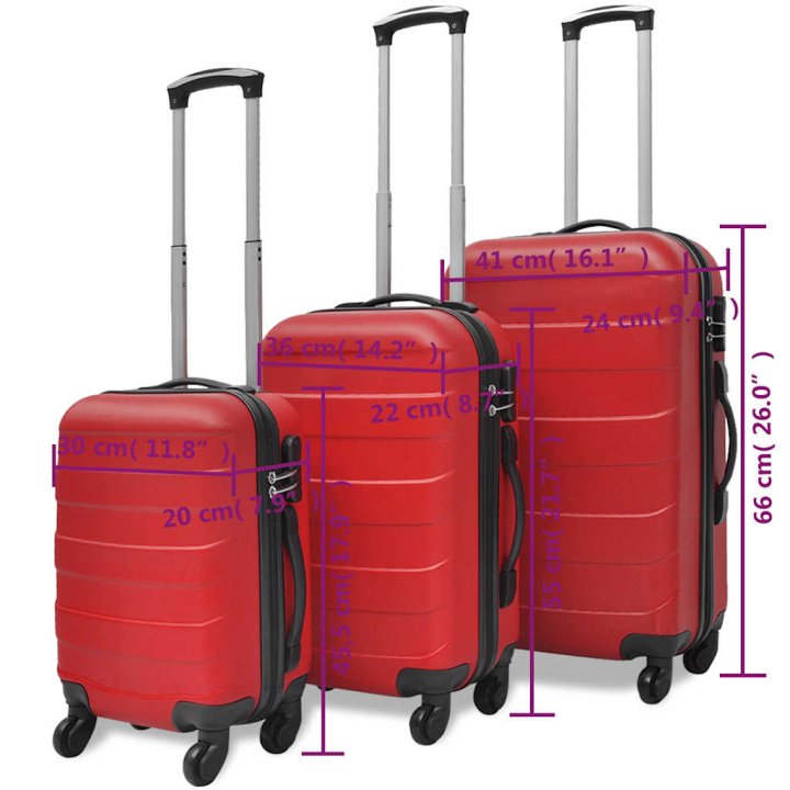 Set Trolley Maleta Rígida Tres Uds. Rojo | Briva Home